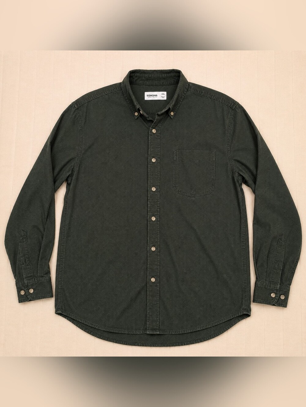 Sonoma Goods For Life Men's XXL Green Micro Dot Button Down Shirt Long Sleeve